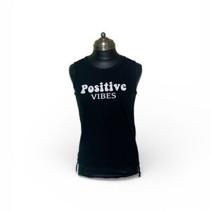 On Fire Black Muscle Tee with Positive Vibes Print